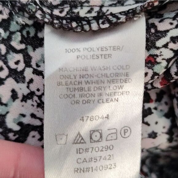 LOFT Pink Black Floral Crochet Trim Long Bell Sleeves Boho Blouse Large - Picture 13 of 13